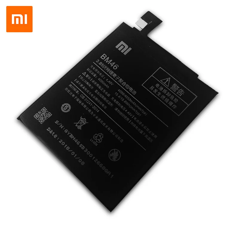 Оригинальный аккумулятор Xiaomi BM46 для Redmi Note 3 4 4X Pro 3S 3X Mi 5 BN43 BM41 BM47 BM22 сменные батареи
