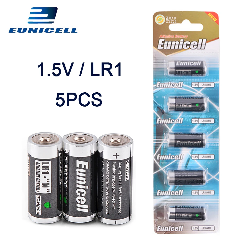 

5PCS 1.5V N Size LR1 Alkaline Duty Battery for Toys, Speaker, Remote Control etc AM5 E90 AM5 MN9100 Primary and Dry Batteries