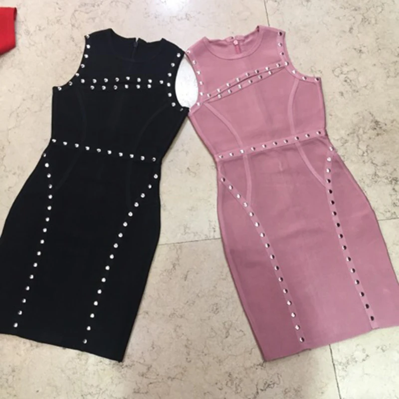 

Women Hollow Out StrapLess Empire Autumn Knee Length Bandage Dress Party Club O-Neck Sexy Night Out Midi Dress Red Black Pink