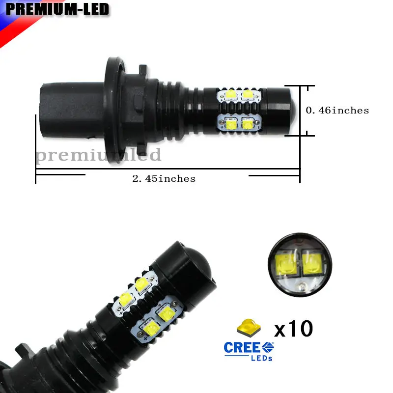 Amber Yellow/Xenon White Error Free PH24WY SPH24 CREɾ LED Bulbs For Audi Cadillac GMC Porsche etc Front Turn Signal Lights |