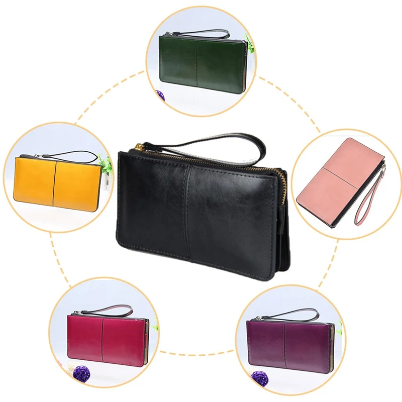 

Women Wallets Long Candy Oil Leather Wallet Day Clutch New Fashion Women's Purse Female Coin Clutch Card Holder