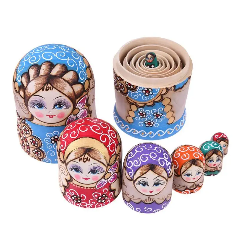 7pcsCute русские традиционные игрушки матрешки русские куклы набор деревянный пазл Матрешка ручной работы кукла детский подарок на день рождения