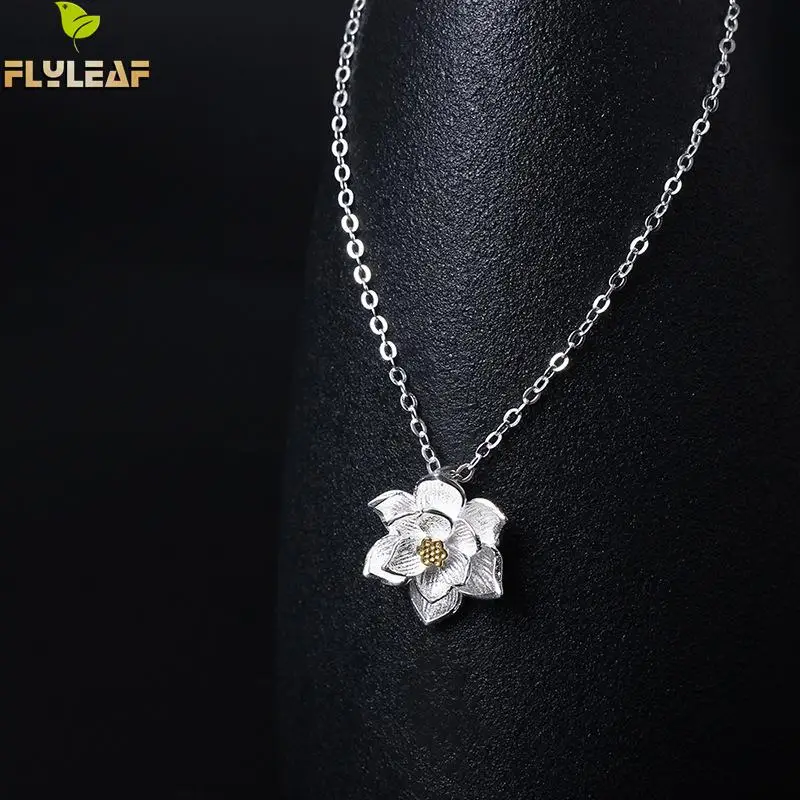 Flyleaf 925 Sterling Silver Lotus Flowers Necklaces &amp Pendants For Women Chinese Elements Lady Vintage Jewelry | Украшения и