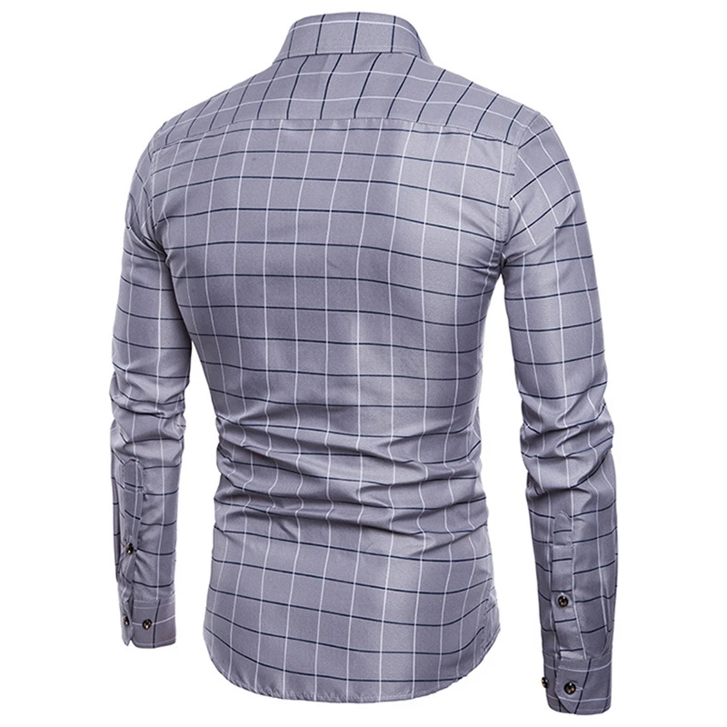 

Autumn White Long Sleeve Mens Shirts Asian Size S M L XL XXL XXXL 4XL 5XL Plaid Shirt Men Slim Design Men Leisure Shirt