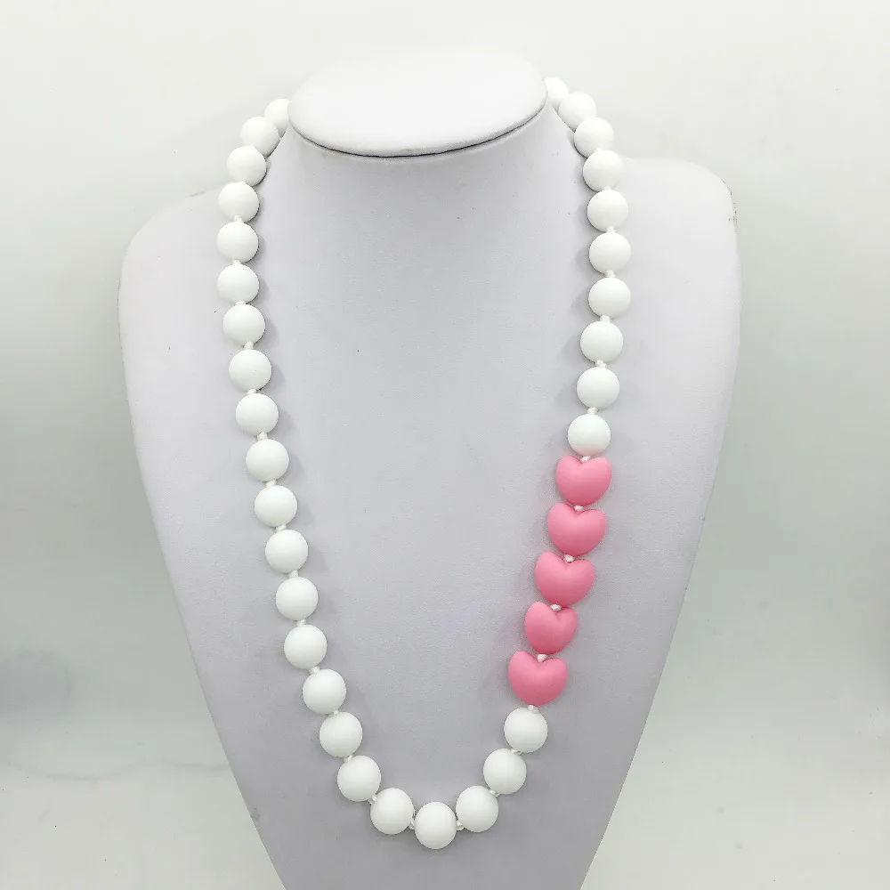 Пищевое Силиконовое ожерелье для прорезывания зубов с сердечками детское
