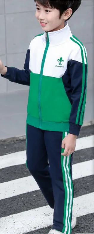 Green boy Детская одежда спортивная одежда в университетском стиле, новинка года, Модный комплект для мальчиков и девочек, рубашка на молнии с длинными рукавами+ штаны для детей возрастом от 4 до 20 лет - Цвет: Green boy