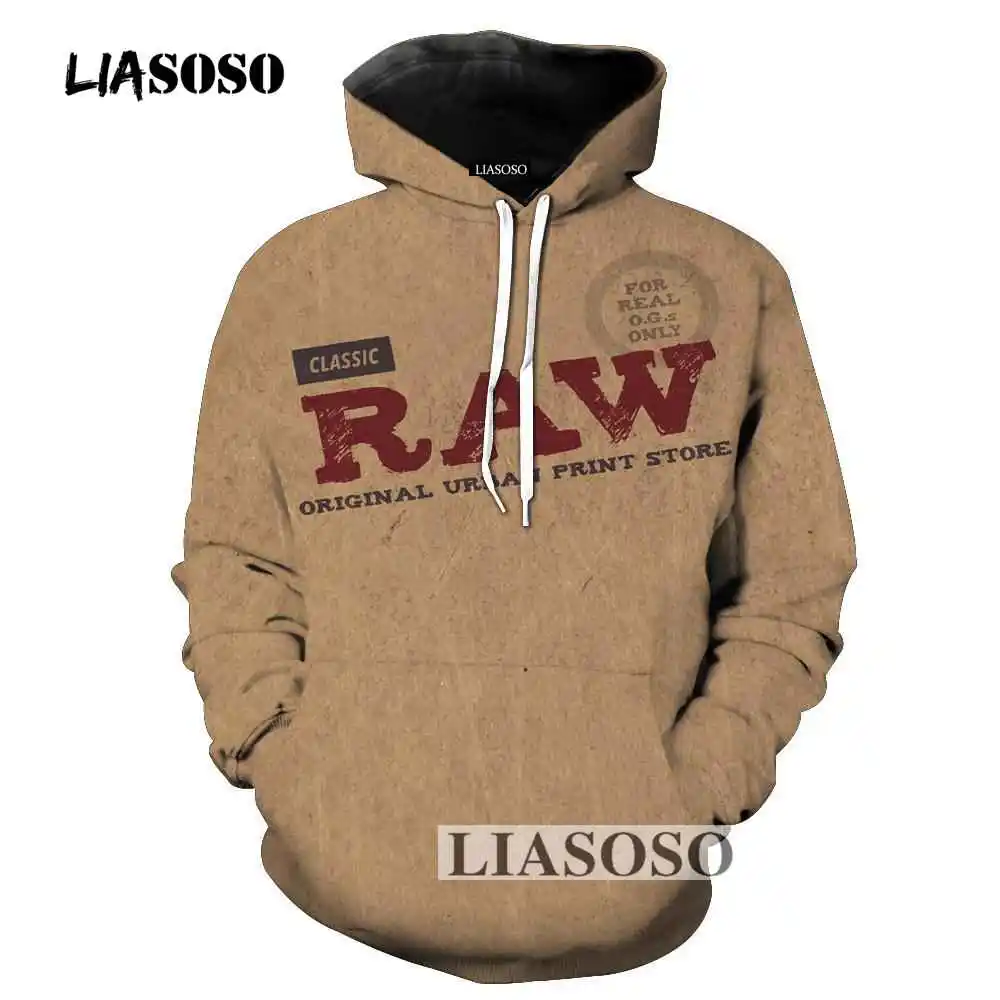 LIASOSO классический RAW All Over Print Толстовки Толстовка С Карманами хип хоп Повседневная Уличная одежда 3d Толстовка для мужчин костюмы топ R3991