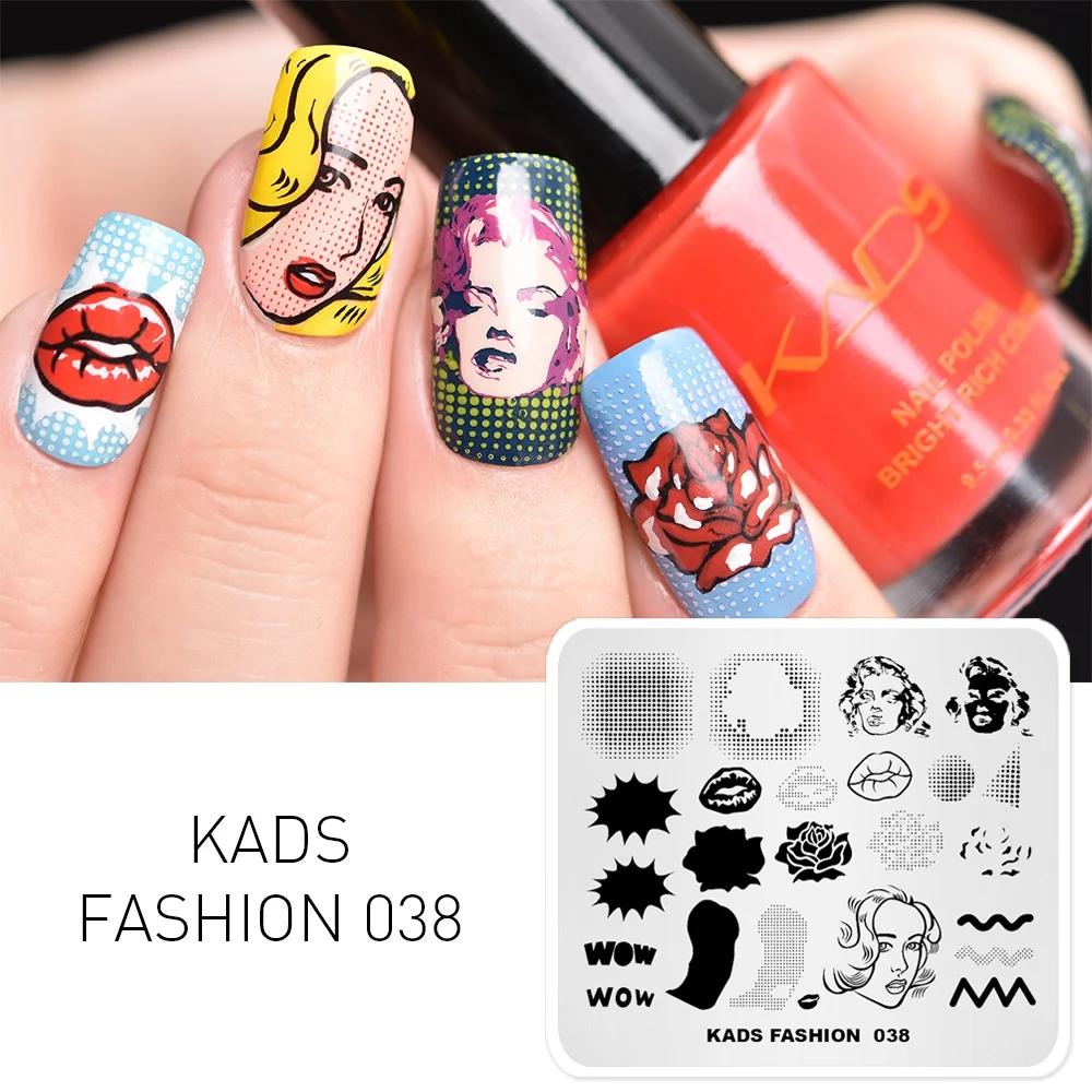 

Пластины для стемпинга KADS FASHION 038, трафареты для стемпинга с изображением розы для дизайна ногтей