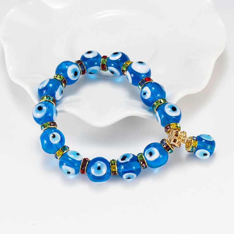 Lucky Eye стеклянный браслет со сглаза с голубыми бусинами для женщин и мужчин