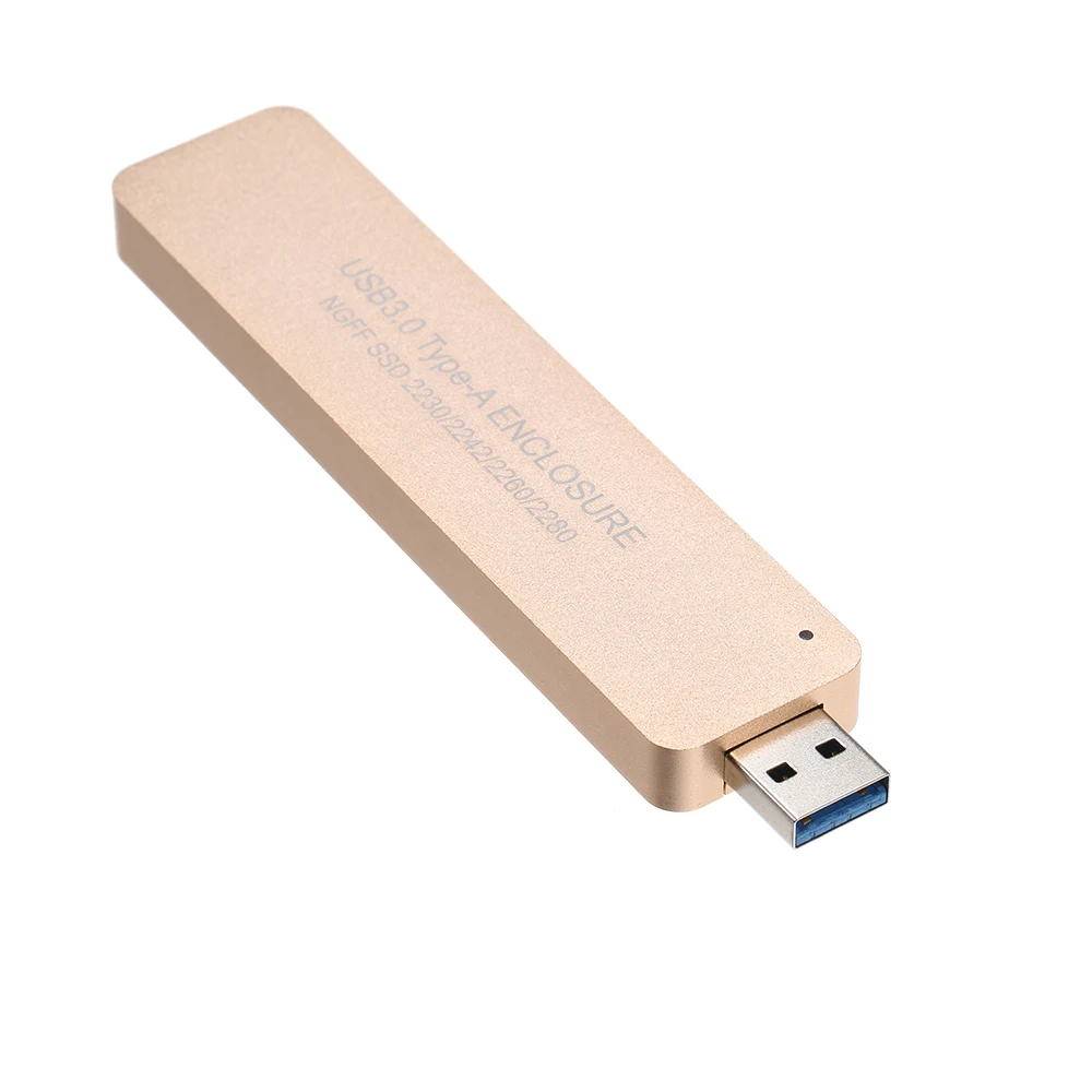 Золотой Выдвижной NGFF SSD USB3.0 Тип-корпус M.2 SATA SSD поддерживает 2230/2242/2260/2280 NGFF M.2 B-KEY SSD - Цвет: Золотой