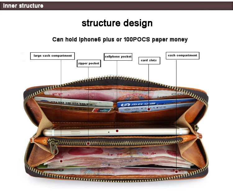 Роскошный мужской кошелек из натуральной кожи кожаный длинный клатч бумажник