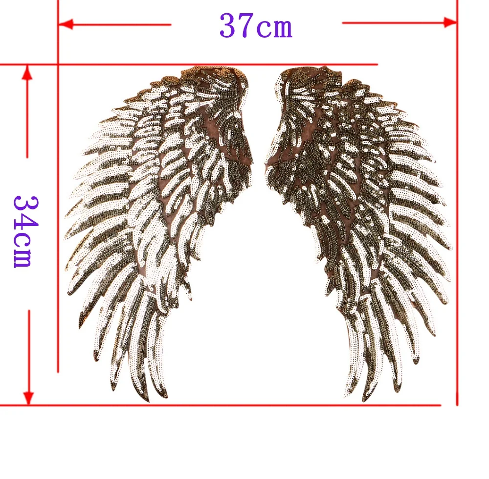 1 шт. большие нашивки бренд блеск блесток 3D стикеры корона крыло ангела с вышитой