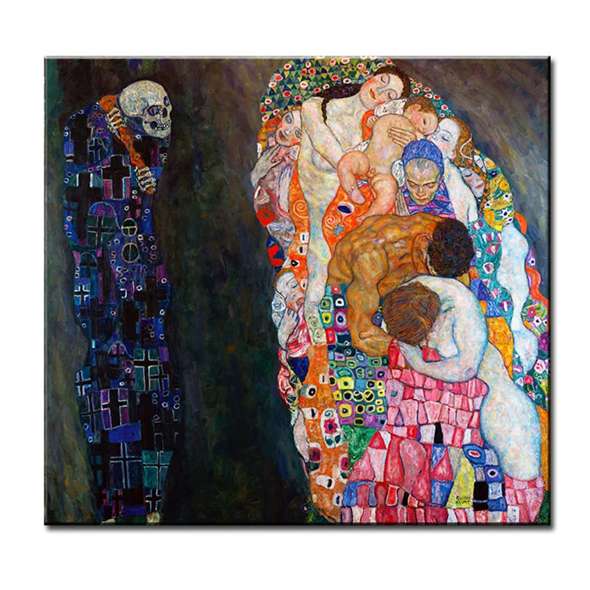 

Original wall picture gustav klimt Death and Life wall painting for home decor oil painting wall art print canvas No Framed