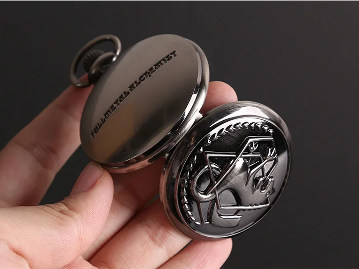 Fashion personality anime peripheral steel fullmetal alchemist pocket watch necklace three-piece sets of gray snake | Наручные часы