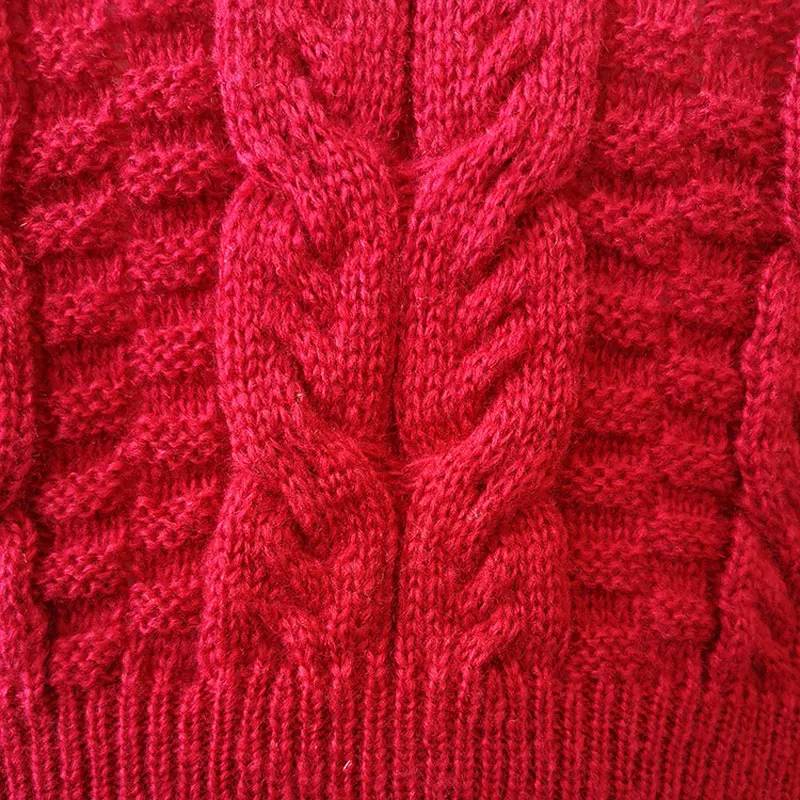 2019 сексуальный красный свитер в стиле ретро с высоким воротом Осенний черный