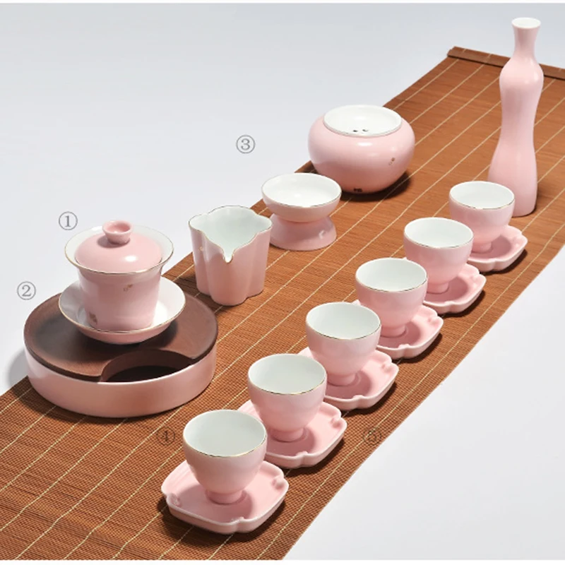 160 мл короткая китайская розовая Gaiwan керамическая керамика и фарфор кунг-фу