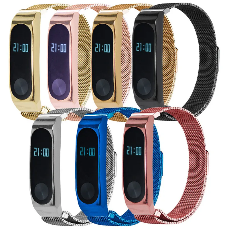 Цветной ремешок для часов из нержавеющей стали Xiaomi Mi Band 2 с магнитной застежкой на