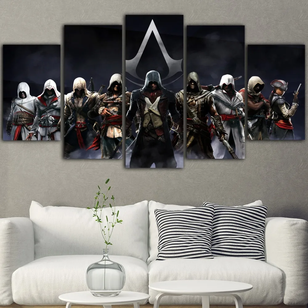 5 шт. холст печать скандинавский домашний декор Assassins Creed плакаты Искусство Холст