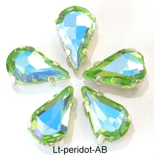 lt-peridot-ab 20 шт./лот, маленькие размеры, каплевидное стекло, пришивные стразы с клешнями, плоские разноцветные стразы с капельками для шитья одежды B0370 - Цвет: lt-peridot-ab