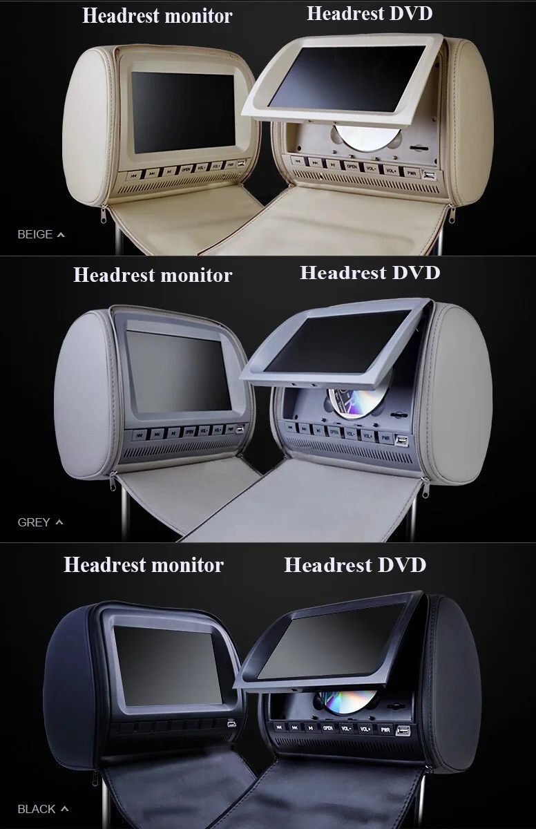 Одна пара 9-дюймовых DVD-плееров на подголовник автомобиля/ЖК-мониторов с крышкой