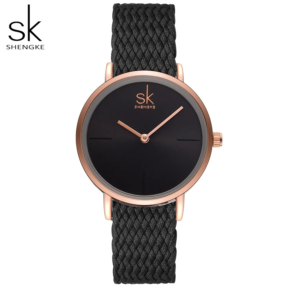 

Shengke Top Brand Luxury Watches Women Creative Quartz Watch Casual Fashion Nylon Strap Reloj Mujer 2019 SK Female Wrist Watch