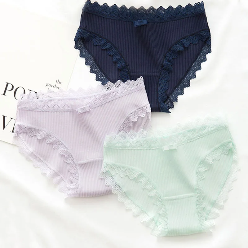 Sexy Lace Panties Women's Cotton Ultra Soft Briefs Bikini Seamless Cute Bow Girls Briefs Soft Comfort Lingerie Fashion Women