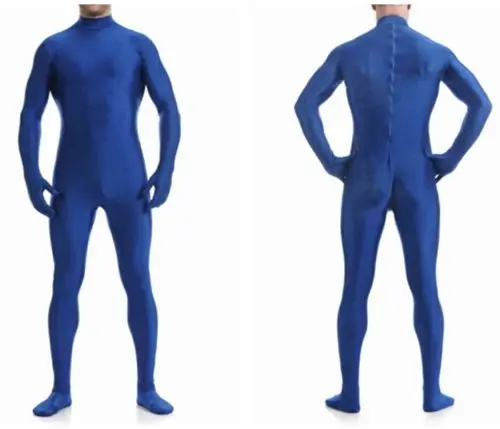 Оригинальный Королевский синий костюм Zentai без головы нарядное платье из