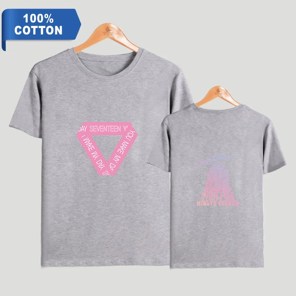 Футболки SEVENTEEN Кей поп 100% хлопок L летние модные футболки с коротким рукавом 2018
