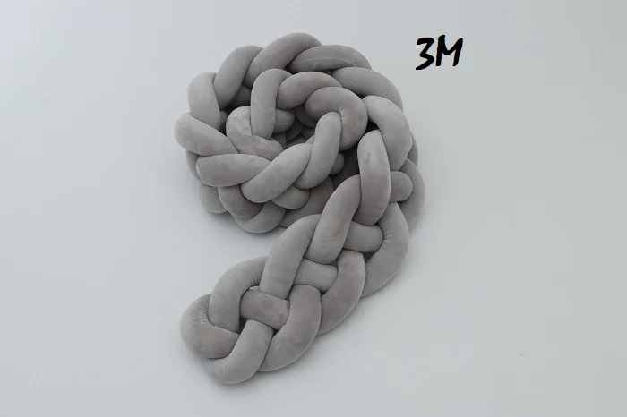 gray 3m Детская кроватка бампер 4 косы ручной работы узел детская кроватка боковая защита детская кроватка бампер для новорожденных Мягкая Плюшевая Игрушка Декор детской комнаты - Цвет: gray 3m