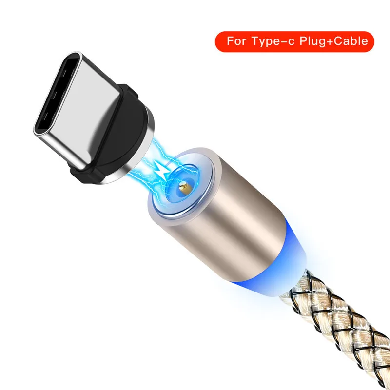 Rose gold for Type C Магнитный USB кабель Micro usb type C Быстрая зарядка Магнитный зарядный кабель светодиодный Microusb type-C мобильный кабель для зарядки телефона - Цвет: Rose gold for Type C