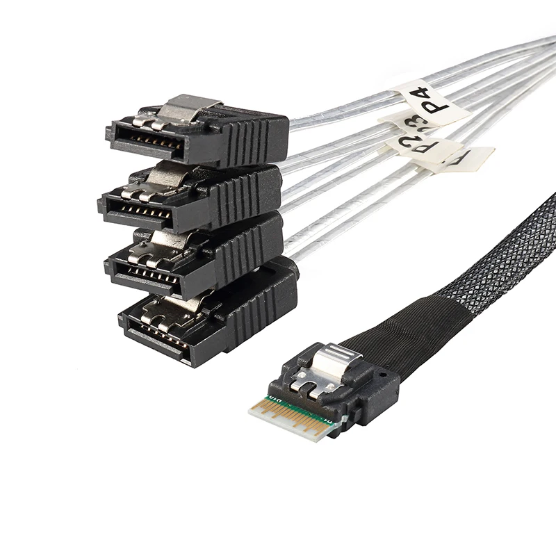 Cabledeconn мини SAS38P SFF-8654 до 4 * SATA кабель для синхронизации данных сервер передачи 0 5 м 1