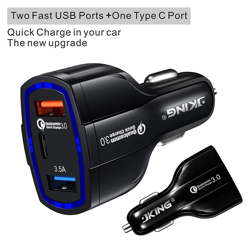 Автомобильное зарядное устройство VicTsing Quick Charge 3 0 с двумя портами USB 3.5A Type-C