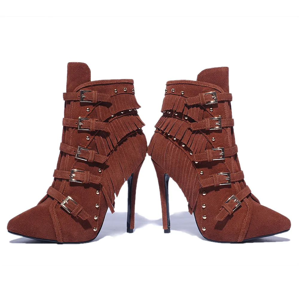 Женские ботинки из натуральной кожи на молнии с острым носком|boots pointed toe|genuine leather