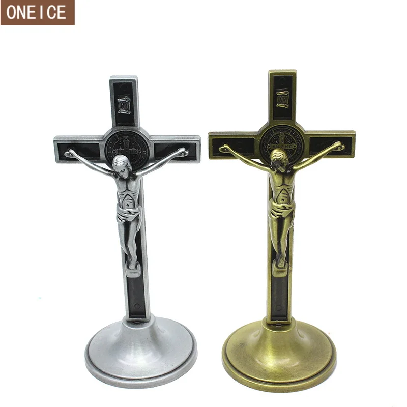 Church Relics Wall Crosses Crucifix Jesus Christ On The Stand Cross Wall Crucifix Antique Home Chapel Decoration Alloy material