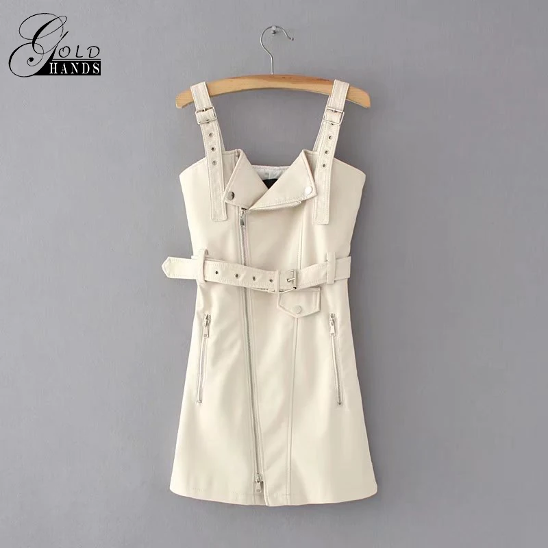 Женское платье из искусственной кожи с v образным вырезом Сексуальное мини