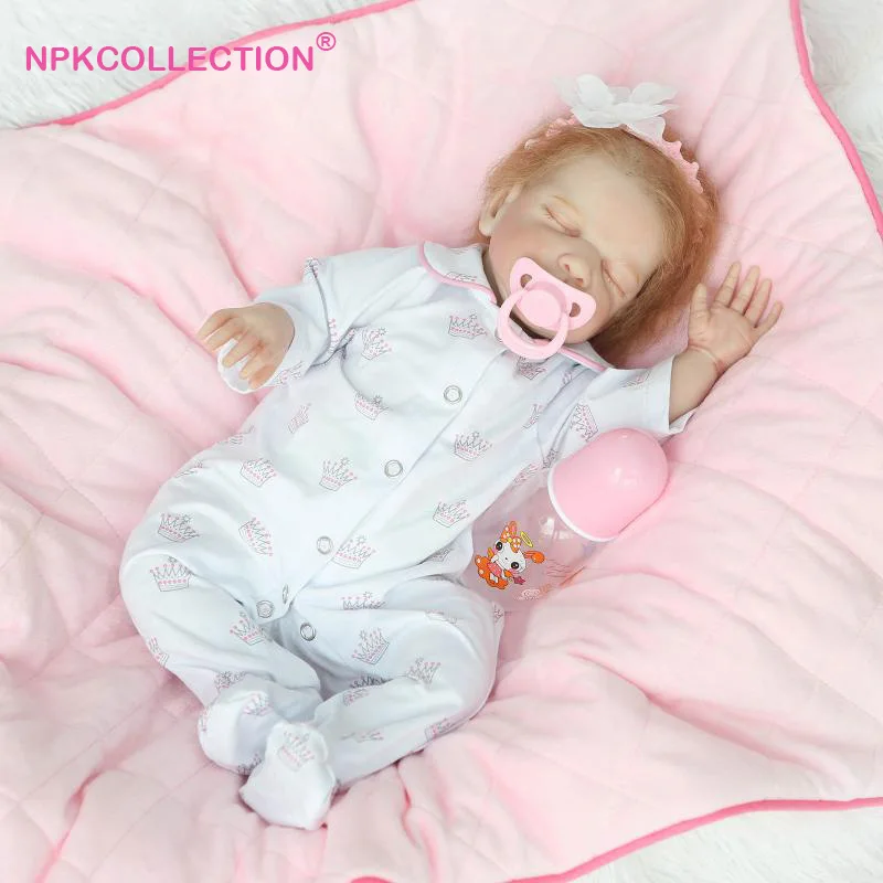 22 &quotСпящая силиконовые возрождается Куклы с ручной коренится мохер мягкой