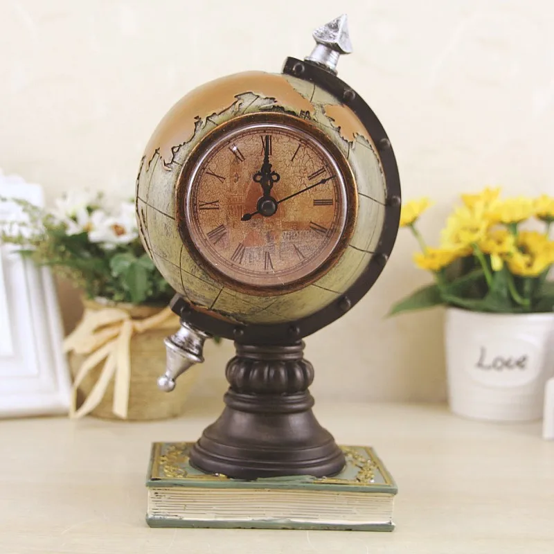Винтажные часы в стиле ретро с изображением карты земли украшения для дома