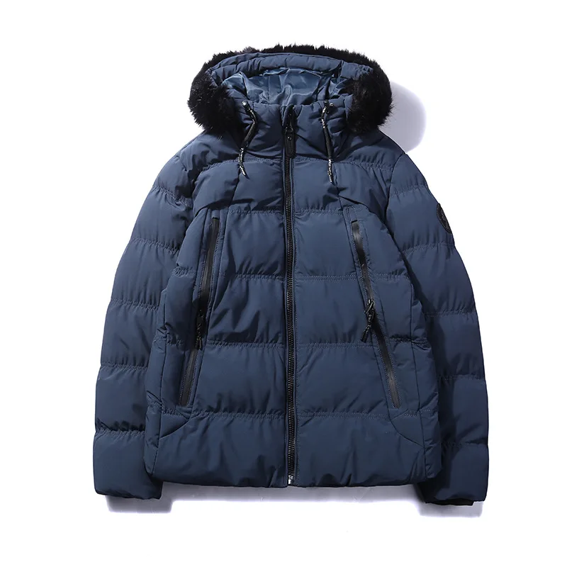 

men hooded padding overcoat big fur warm windproof thick winter clothing