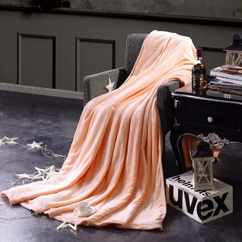 Новое оранжевое розовое фиолетовое однотонное плюшевое одеяло для взрослых