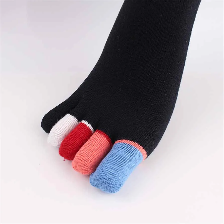 [COSPLACOOL] Модные женские хлопковые полосатые носки с пятью пальцами meias 5 цветов