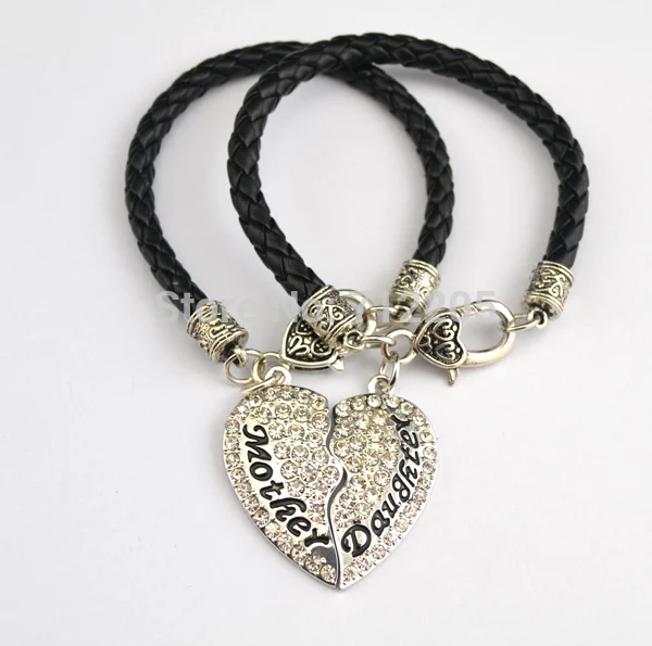 Браслет с подвеской в виде сердца 20 шт./Лот родиевым покрытием для мамы и дочки