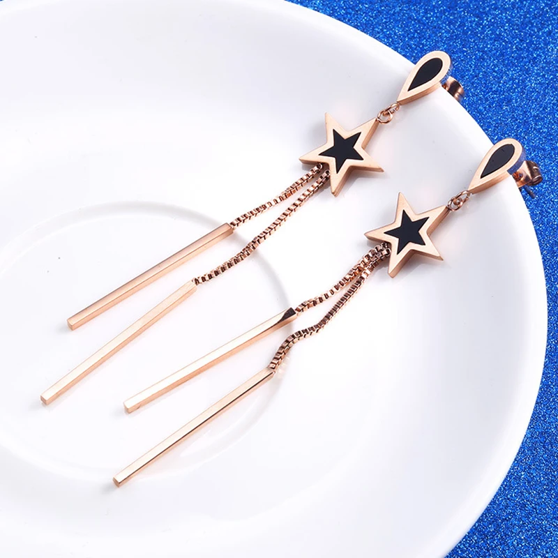 Женские Висячие серьги из нержавеющей стали 10 шт./лот кисточки цвета розового