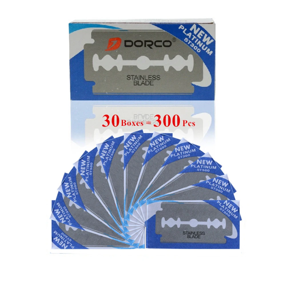 Dorco 300 шт Безопасные лезвия бритвы из нержавеющей стали для бритья лезвия для бритвы для мужчин Lames De Rasoir парикмахерские лезвия