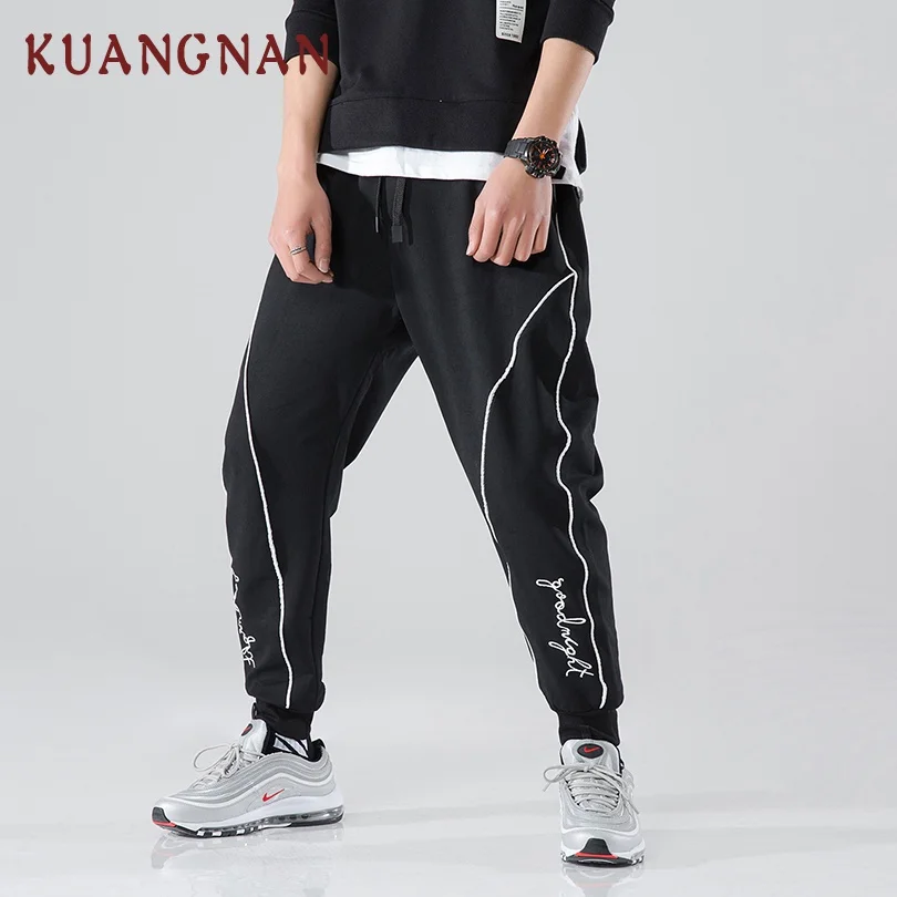 Мужские брюки в полоску KUANGNAN Японская уличная одежда для бега XXL стиле хип хоп