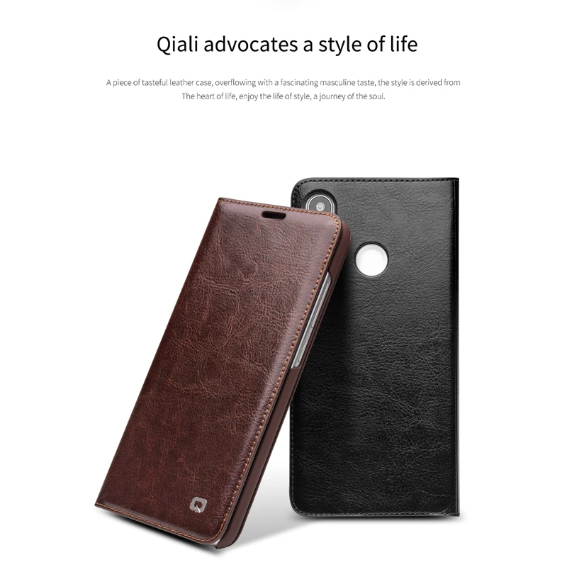 Чехол-книжка QIALINO для Xiaomi Mi 8 6 21 дюйма из натуральной кожи с отделением карт |