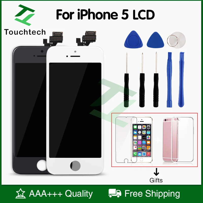 Качественный ЖК экран класса AAA +++ черный/белый для iPhone 5 дисплей с сенсорным
