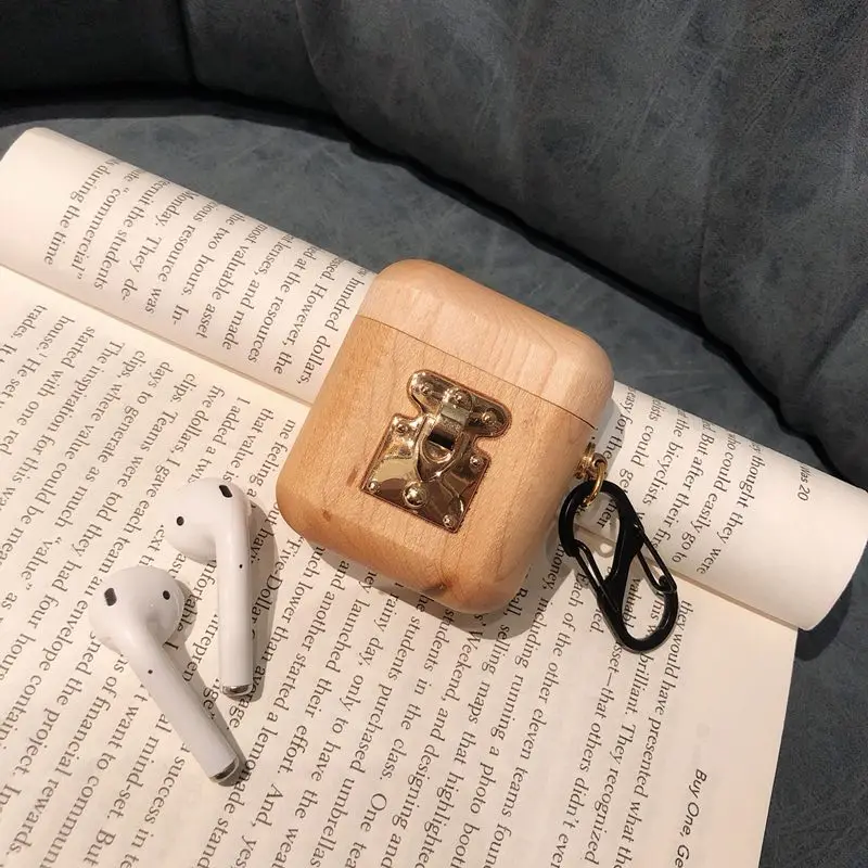 Чехол для Airpods, милый чехол для Airpods 1:1, зарядная коробка для Airpod, bluetooth-гарнитура, металлическая деревянная коробка, роскошная защита от ударов