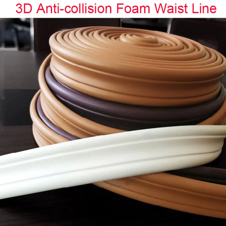 

3D Anti-collision Foam Waist Line Wall Sticker Wallpaper Baseboard border Strip Ceiling Kids room Home Wall Decorative Lines