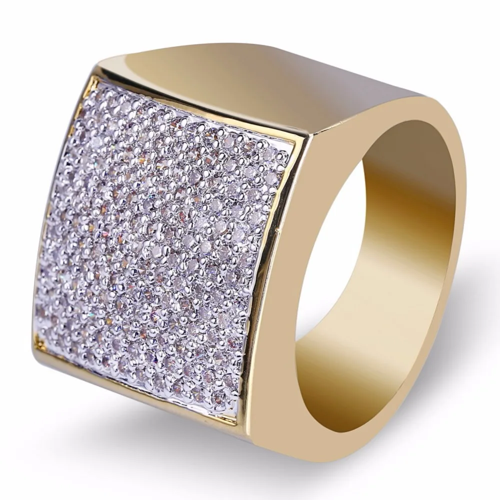 В стиле хип-хоп Micro Pave Цирконий льда и экстравагантные квадратный кольцо из