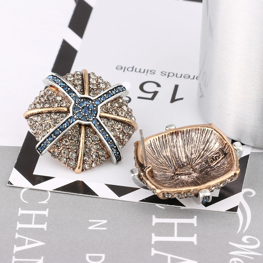 Новинка 2017 роскошные Винтажные серьги Kinel Стразы для женщин старинное золото